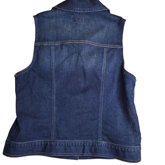 Chico’s Platinum Denim Vest Womens SIZE 0 Bling Buttons Pockets - Picture 8 of 9